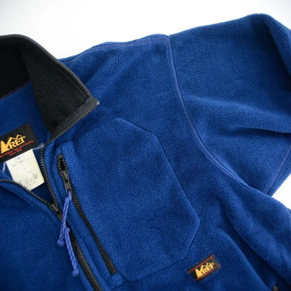 Vintage REI Blue Black Half Zip Fleece Pullover Sweater L - Picture 11 of 12